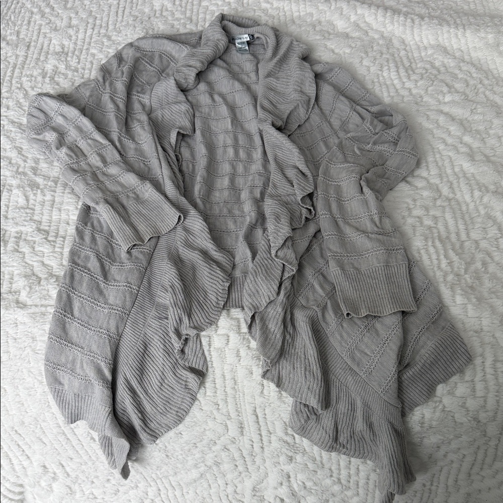 Gray Women's Waterfall Ruffle Cardigan Sweater